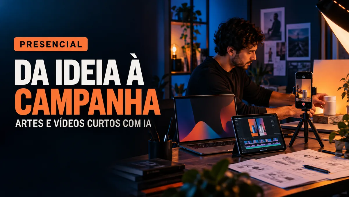 Profissional criando conteúdo visual para negócios com Inteligência Artificial