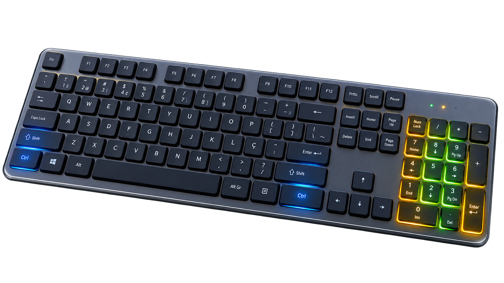 Teclado profissional completo com teclado numérico iluminado