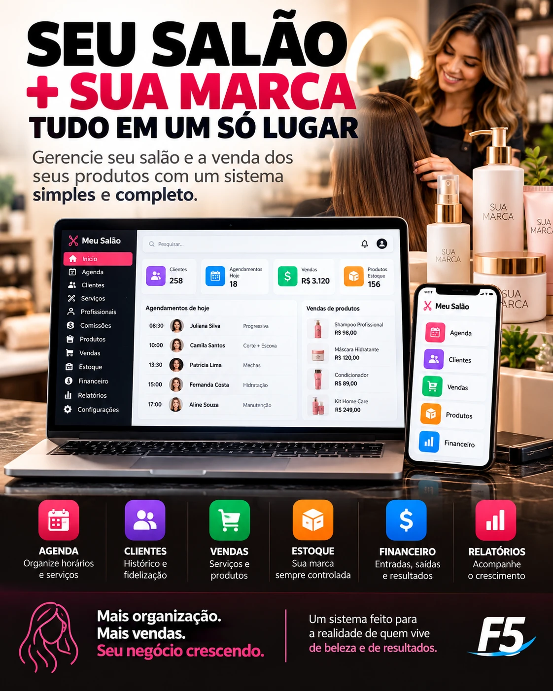 Sistema para Salão e Marca de Cosméticos
